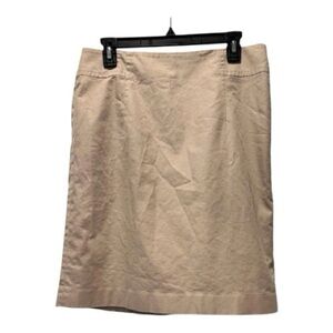 Talbots Khaki Pencil Skirt Size 10 Lined Back Slit Classic Work